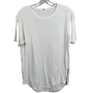 EPTM White Short Sleeve Tunic Shirt with Zipper on both Sides Size Small